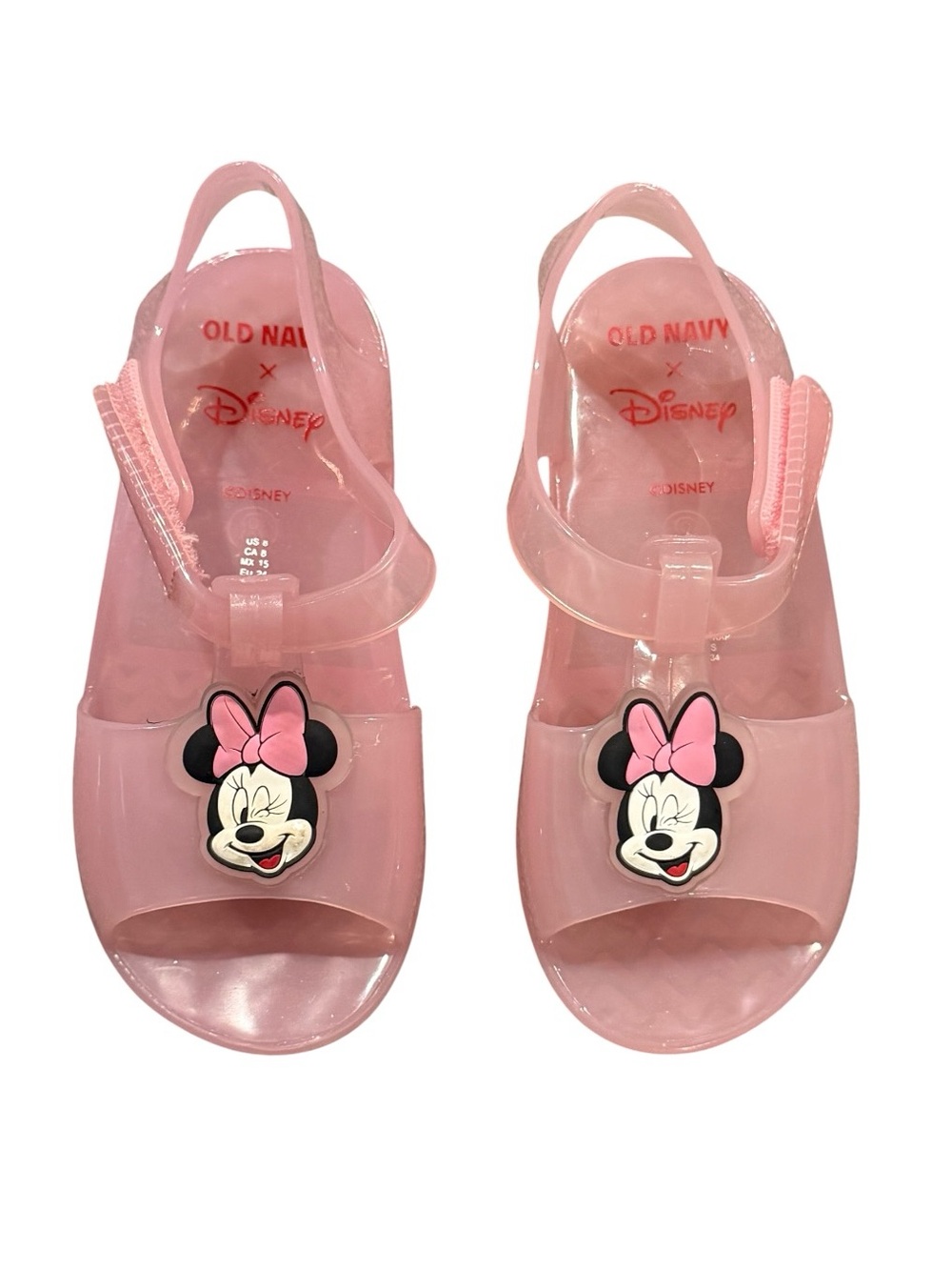 Old Navy Disney Toddler Girls Minnie Mouse Jelly T-Strap Sandals Casual Size 8